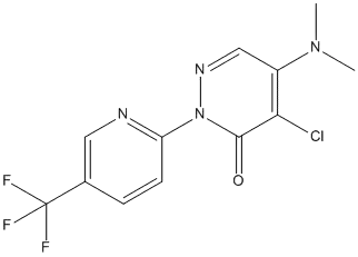 Molecular Structure of 89570-77-4 (3(2H)-Pyridazinone,4-chloro-5-(dimethylamino)-2-[5-(trifluoromethyl)-2-pyridinyl]-)